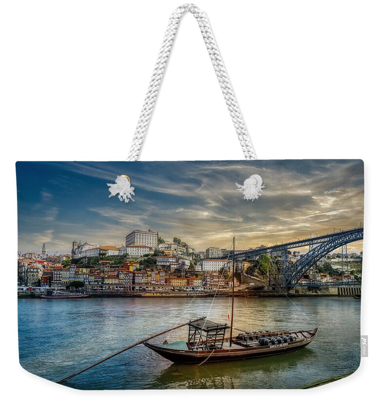 Porto Weekender Tote Bag featuring the photograph Shipping the Porto wine dos Malvedos by Micah Offman