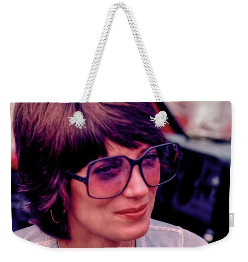 Muldowney Weekender Tote Bag featuring the photograph Shirley Muldowney - 1979 by Mike Schaffner