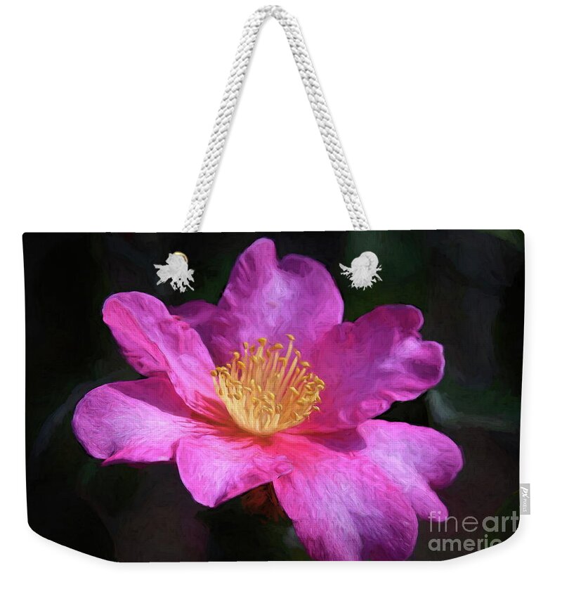 Floral Art Weekender Tote Bag featuring the photograph Shishi Gashira Camellia by Diana Mary Sharpton
