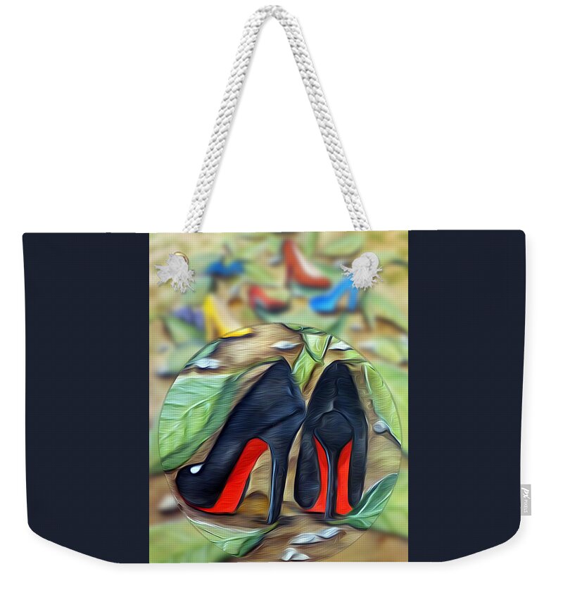Digital Weekender Tote Bag featuring the mixed media Shoe Garden by Ronald Mills