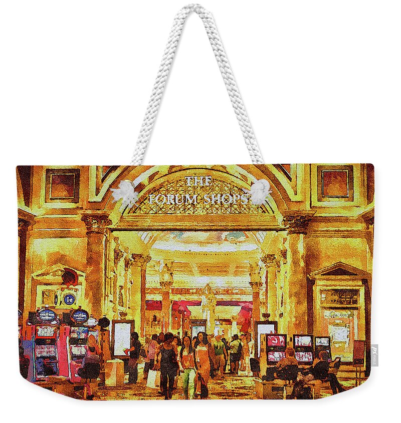 Shoppers Weekender Tote Bag featuring the photograph Shoppers and Gamblers Las Vegas by Tatiana Travelways