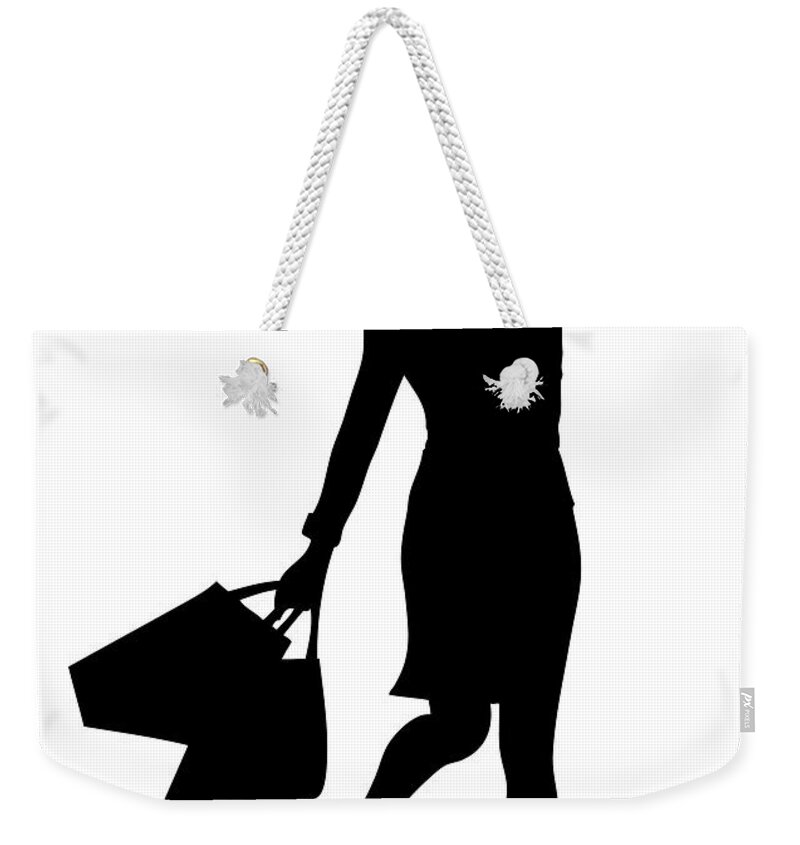 Lady Weekender Tote Bag featuring the digital art Shopping Lady Phone by Pete Klinger