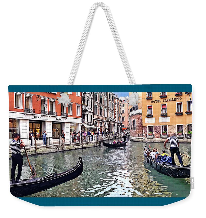 Gondola Weekender Tote Bag featuring the photograph Shopping Venice Style by Jill Love