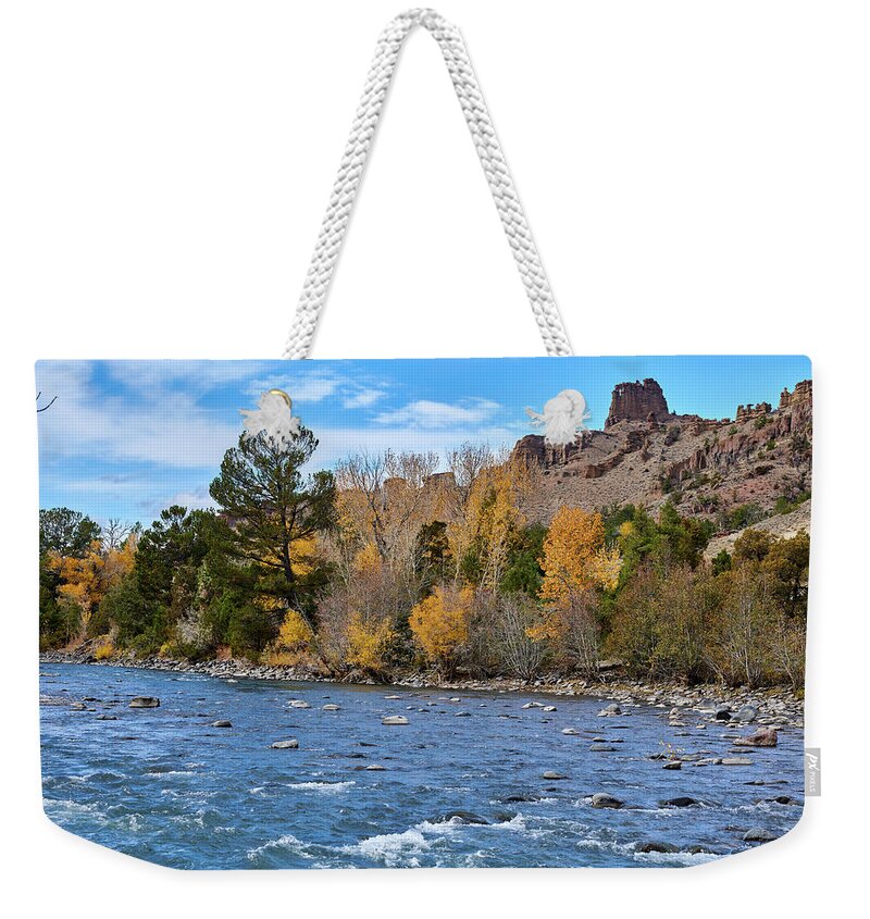 River Weekender Tote Bag featuring the photograph Shoshone River by Paul Freidlund