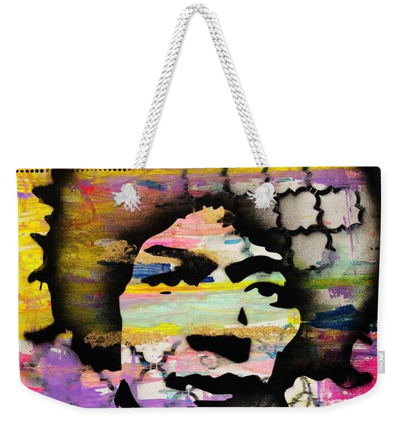 Jimi Hendrix Weekender Tote Bag featuring the painting Show me your colors by Jayime Jean