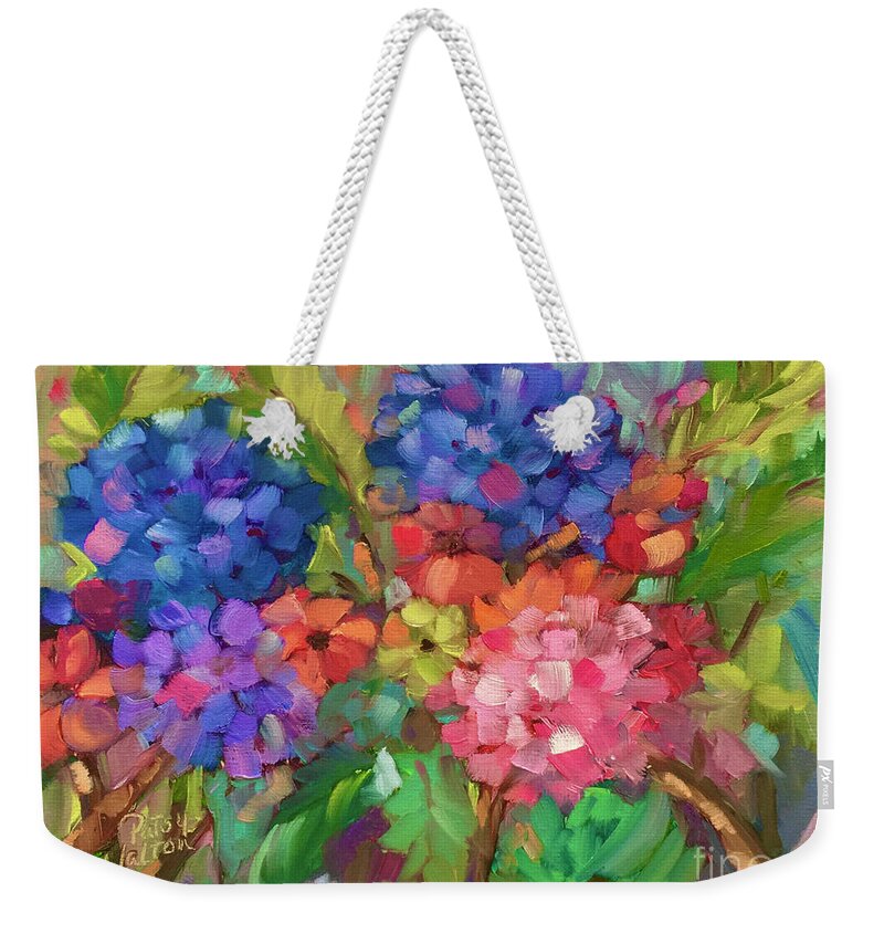 Hydrangeas Weekender Tote Bag featuring the painting Show Offs by Patsy Walton