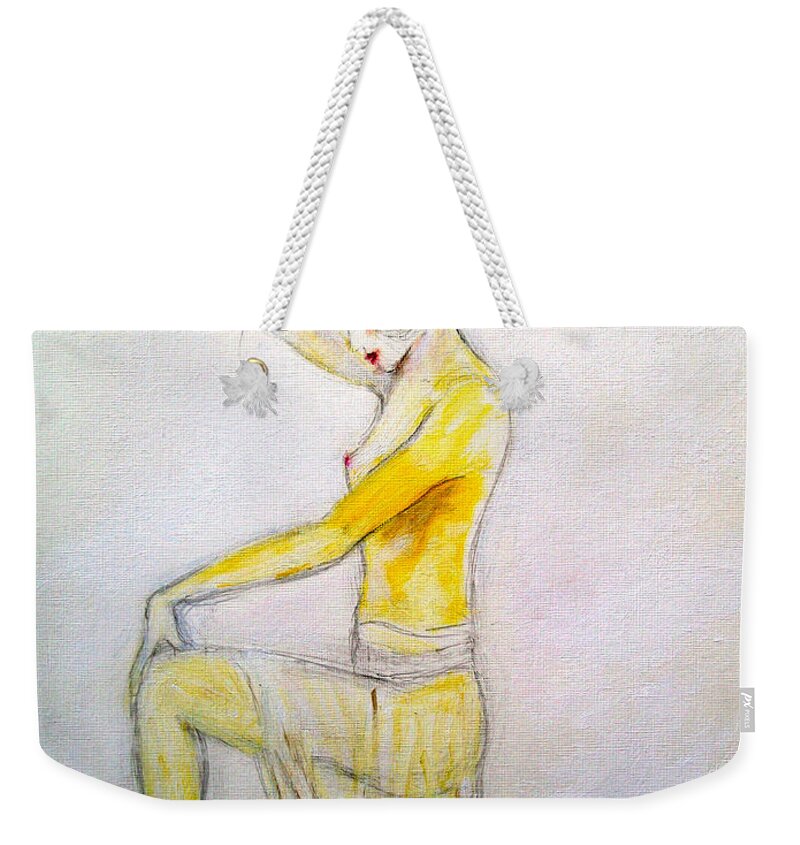 Glamour Weekender Tote Bag featuring the painting Paris Showgirl by Tom Conway