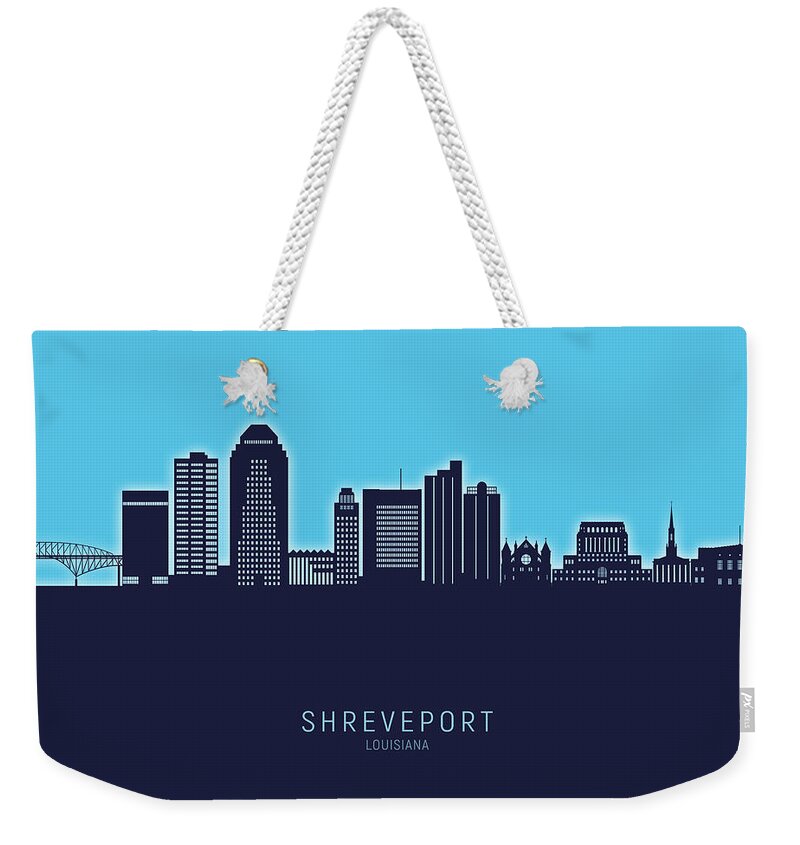 Shreveport Weekender Tote Bag featuring the digital art Shreveport Louisiana Skyline #28 by Michael Tompsett