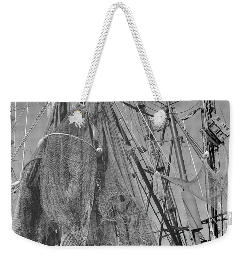 Shrimp Boat Weekender Tote Bag featuring the photograph Shrimp Boat Rigging by John Simmons
