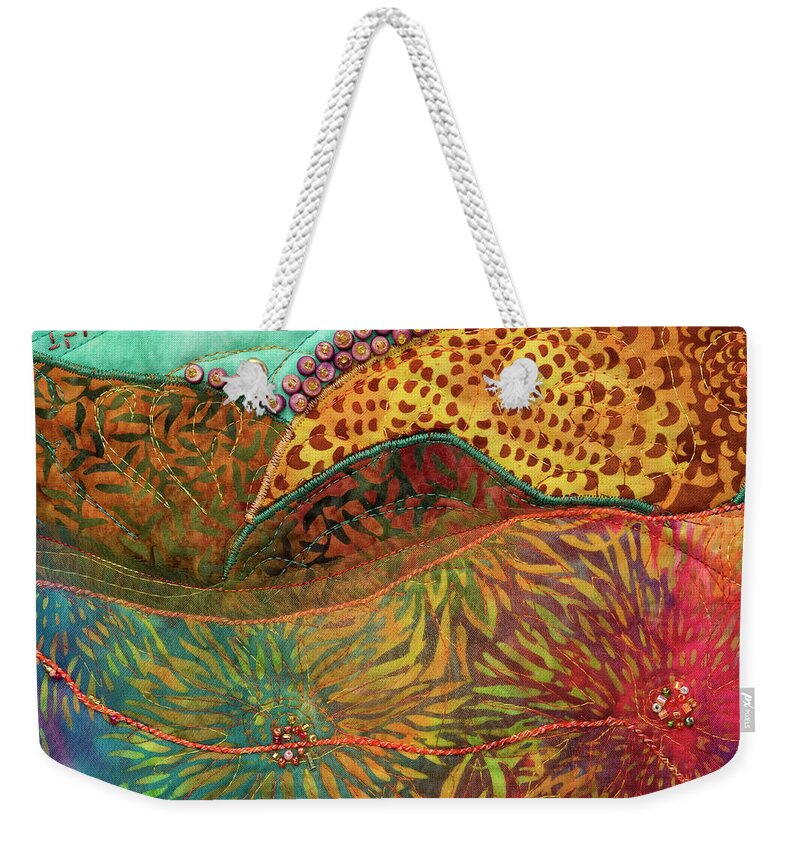 Shrine To Land And Sky Weekender Tote Bag featuring the mixed media Shrine to Land and Sky C by Vivian Aumond