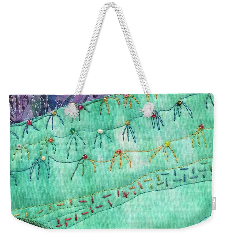 Shrine To Land And Sky Weekender Tote Bag featuring the mixed media Shrine to Land and Sky D by Vivian Aumond