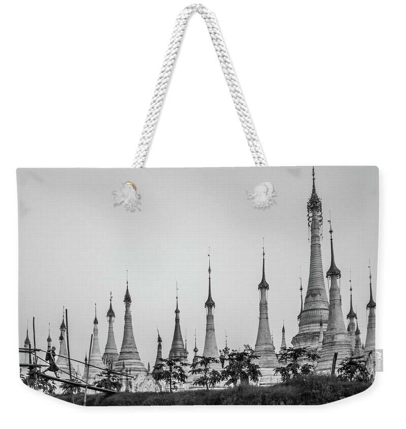 Shwe Indein Weekender Tote Bag featuring the photograph Shwe Indein Pagoda by Arj Munoz