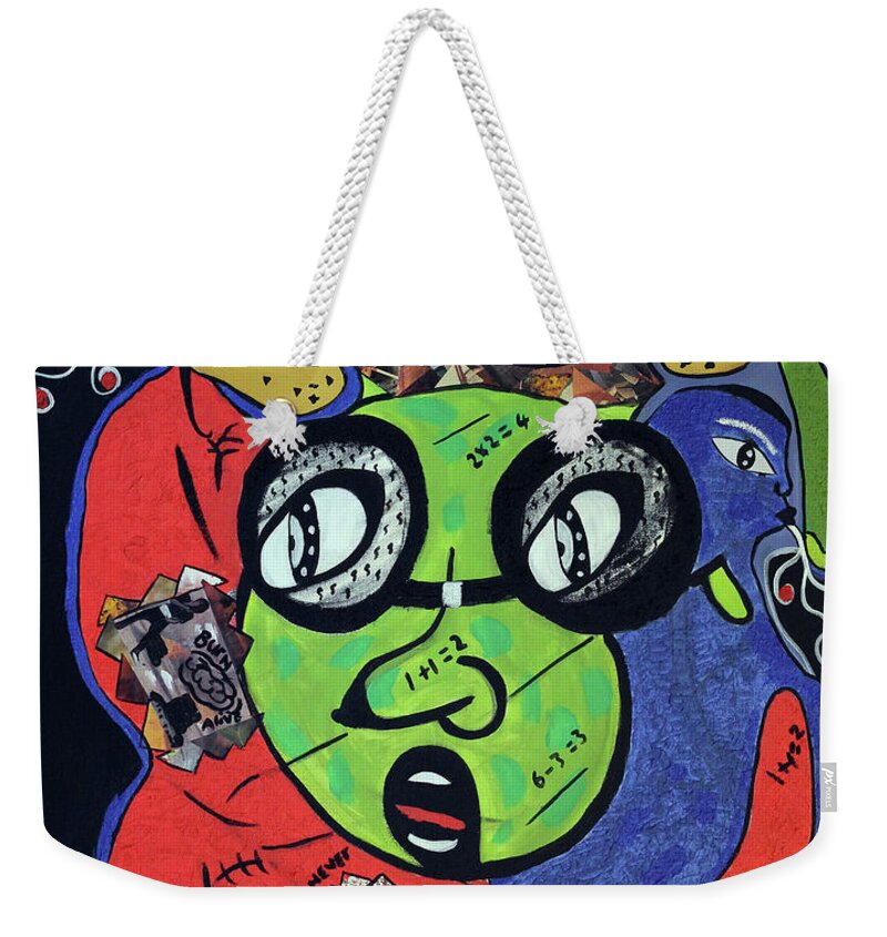 Soweto Weekender Tote Bag featuring the painting Watching You by Nkuly Sibeko
