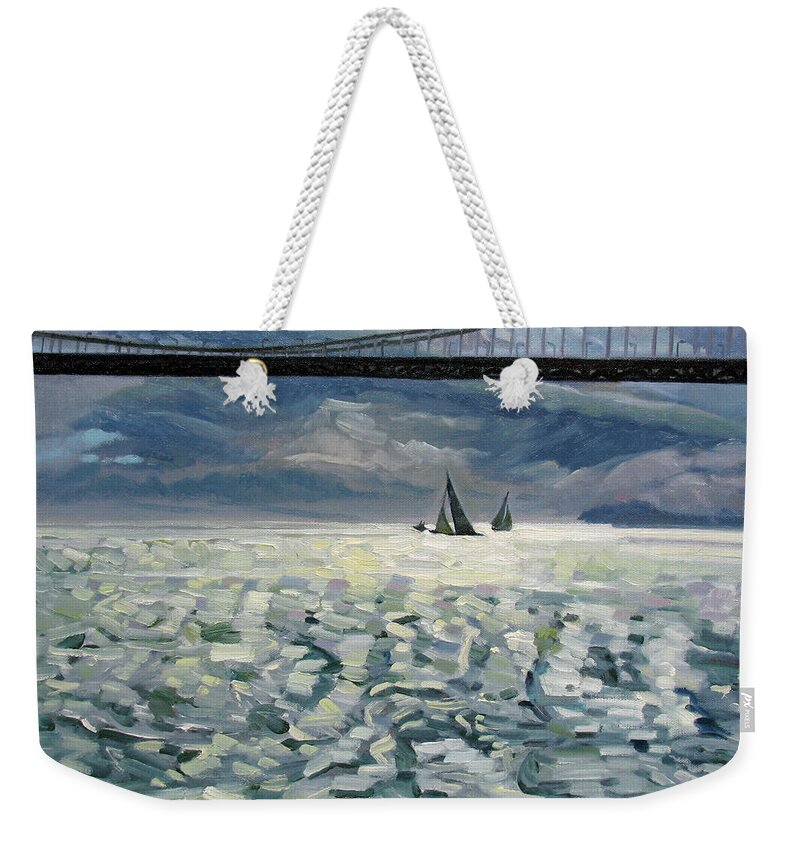 Golden Gate Weekender Tote Bag featuring the painting Silhouettes by John McCormick