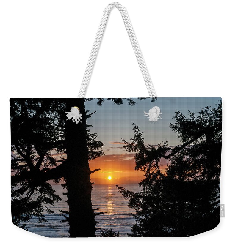 Afternoon Weekender Tote Bag featuring the photograph Silhouettes of Spruce Trees                  by Robert Potts
