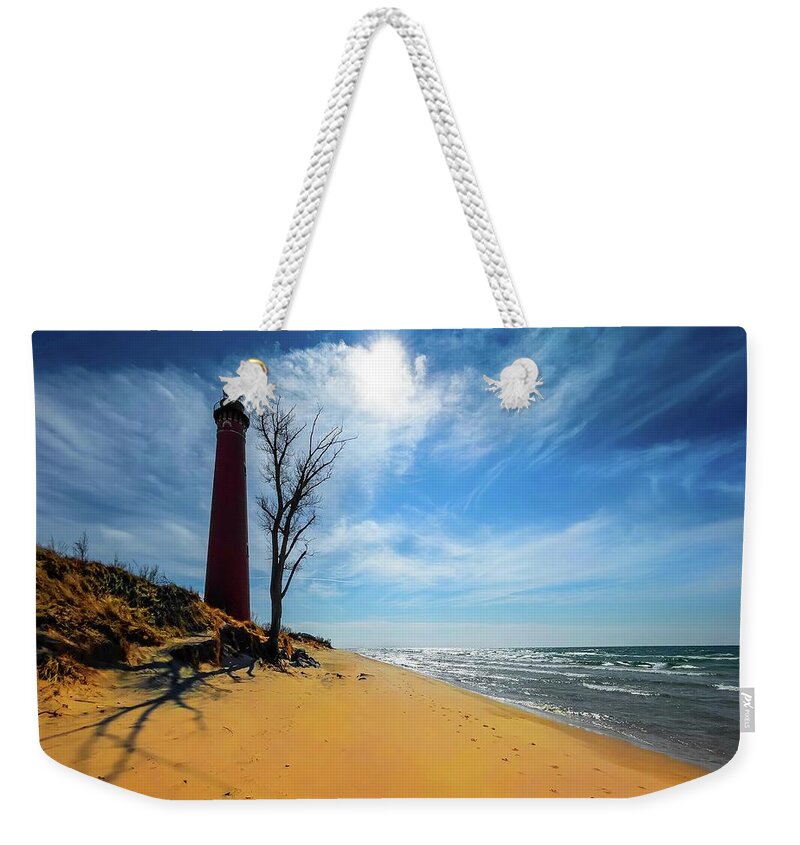 Northernmichigan Weekender Tote Bag featuring the photograph Silver Lake Lighthouse..... IMG_8835 HRes by Michael Thomas