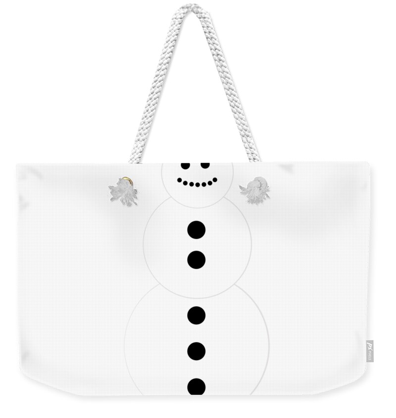 Winter Weekender Tote Bag featuring the digital art Simple Snowman Graphic by Amelia Pearn