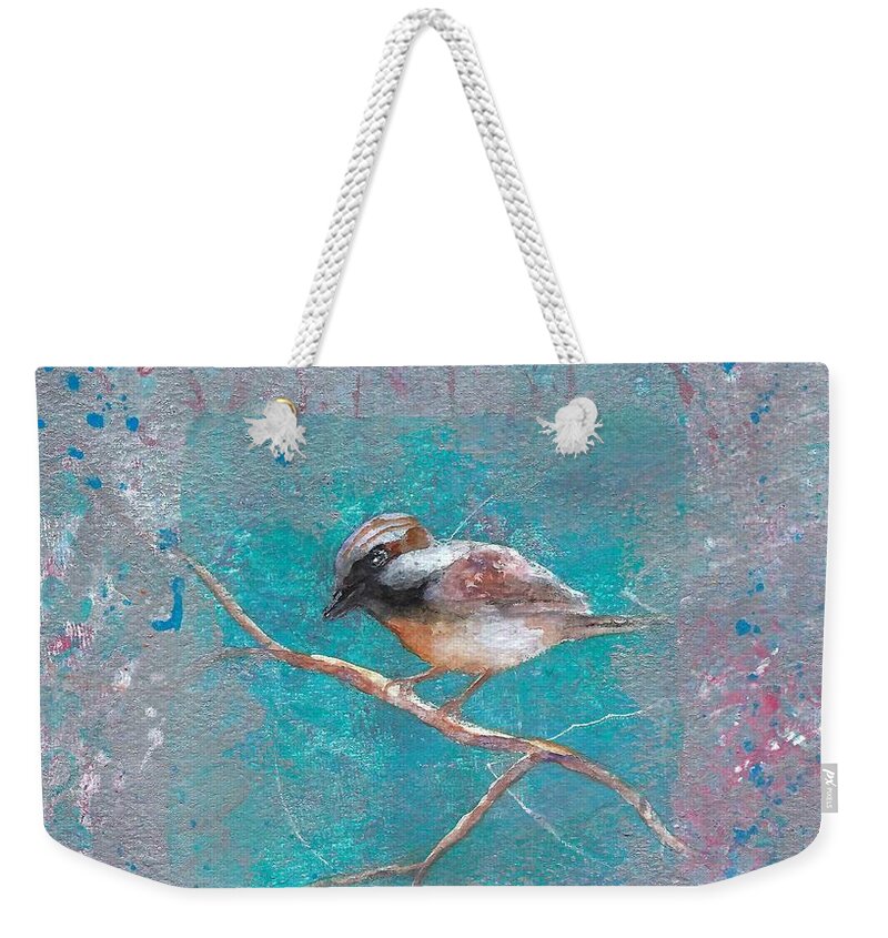 Sparrow Weekender Tote Bag featuring the painting Sing of Spring by Ruth Kamenev