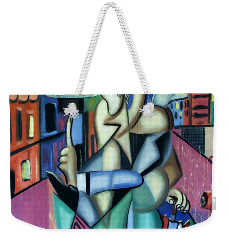 Singing In The Rain Weekender Tote Bag featuring the painting Singing In The Rain by Anthony Falbo