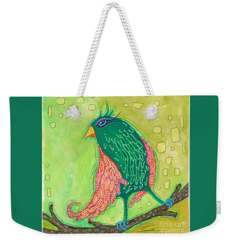 Bird Painting Weekender Tote Bag featuring the painting Singing Sweet Songs by Tanielle Childers