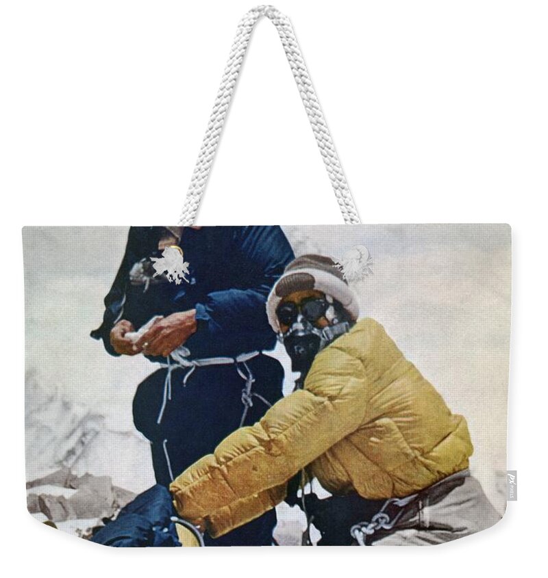 1953 Weekender Tote Bag featuring the photograph Sir Edmund Hillary by Granger