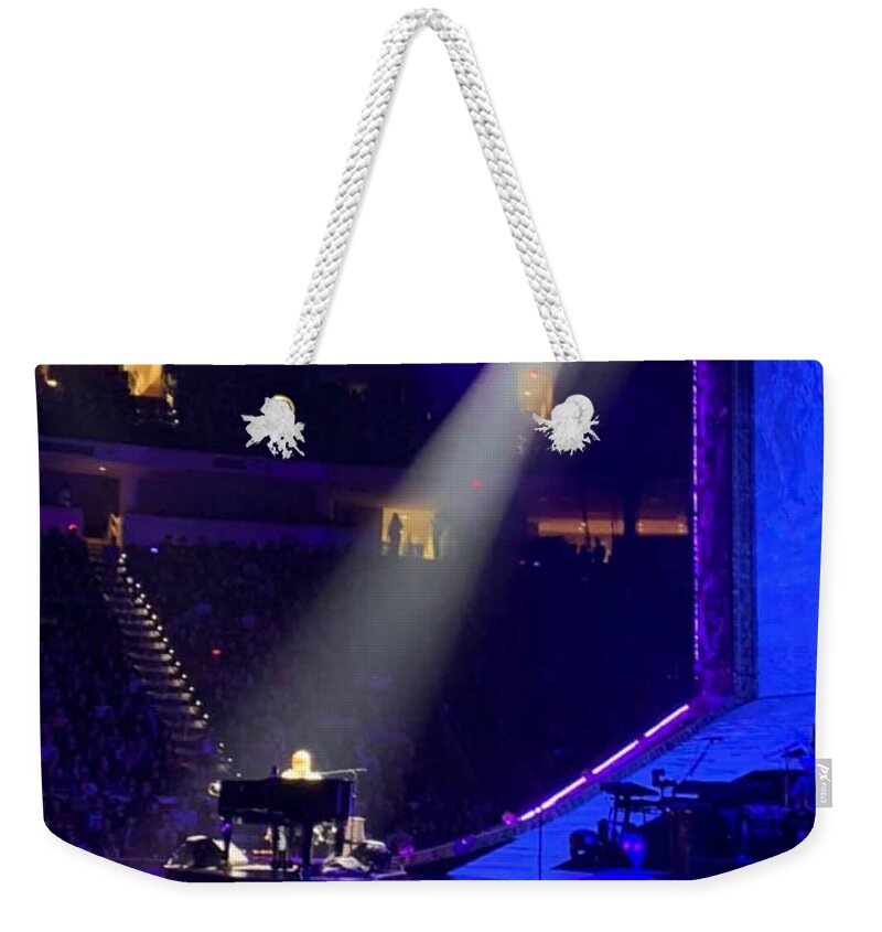 Elton Weekender Tote Bag featuring the photograph Sir Elton on Piano by Lee Darnell