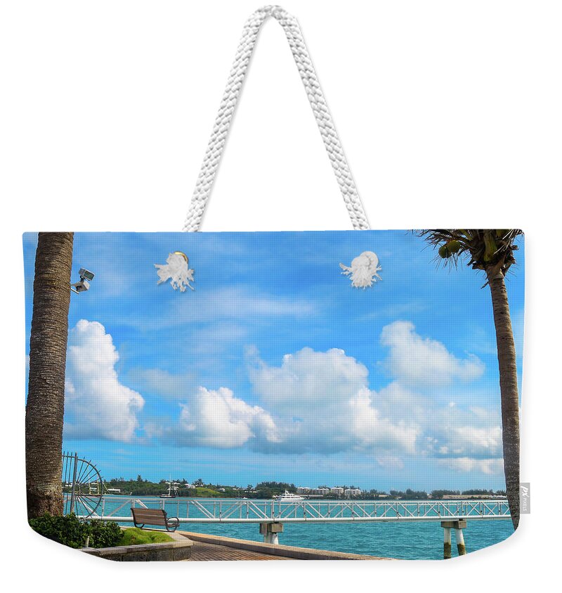 Benches Weekender Tote Bag featuring the photograph Sit and Enjoy the View by Auden Johnson