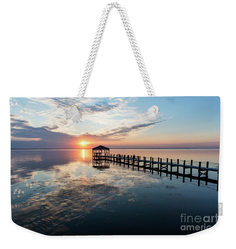 North Carolina Weekender Tote Bag featuring the photograph Sitting on the Dock of the Bay by Erin Marie Davis