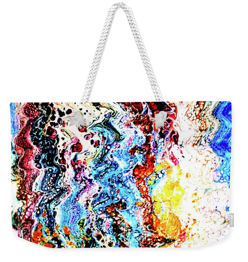 Colors Weekender Tote Bag featuring the painting Sizzle by Anna Adams