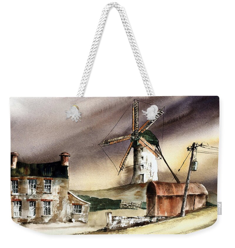  Weekender Tote Bag featuring the painting Skerries Windmill, Co. Dublin by Val Byrne