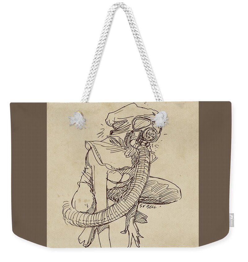 Monster Weekender Tote Bag featuring the drawing Sketch No. 0035 by Sv Bell