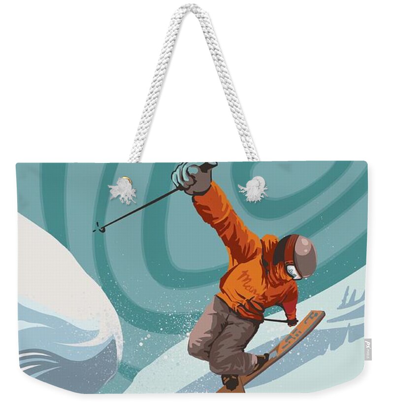 Skiing Weekender Tote Bag featuring the painting Ski Freestyler by Sassan Filsoof