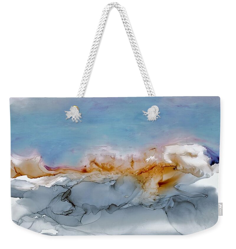 Abstract Weekender Tote Bag featuring the painting Ski the Bowl by Angela Marinari