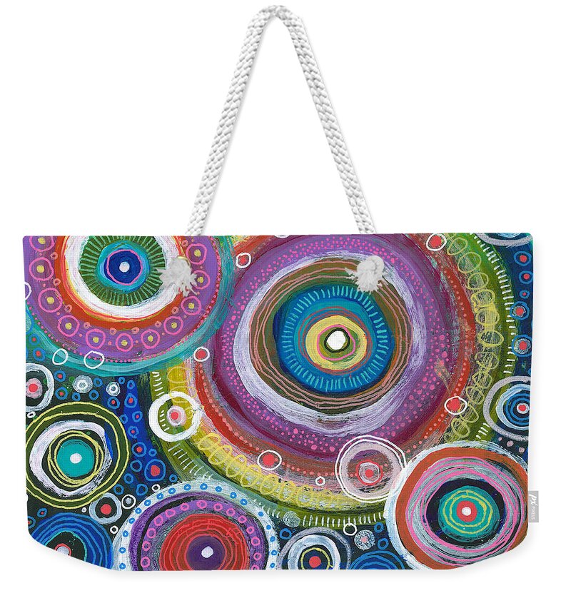 Skipping Stones Weekender Tote Bag featuring the painting Skipping Stones by Tanielle Childers