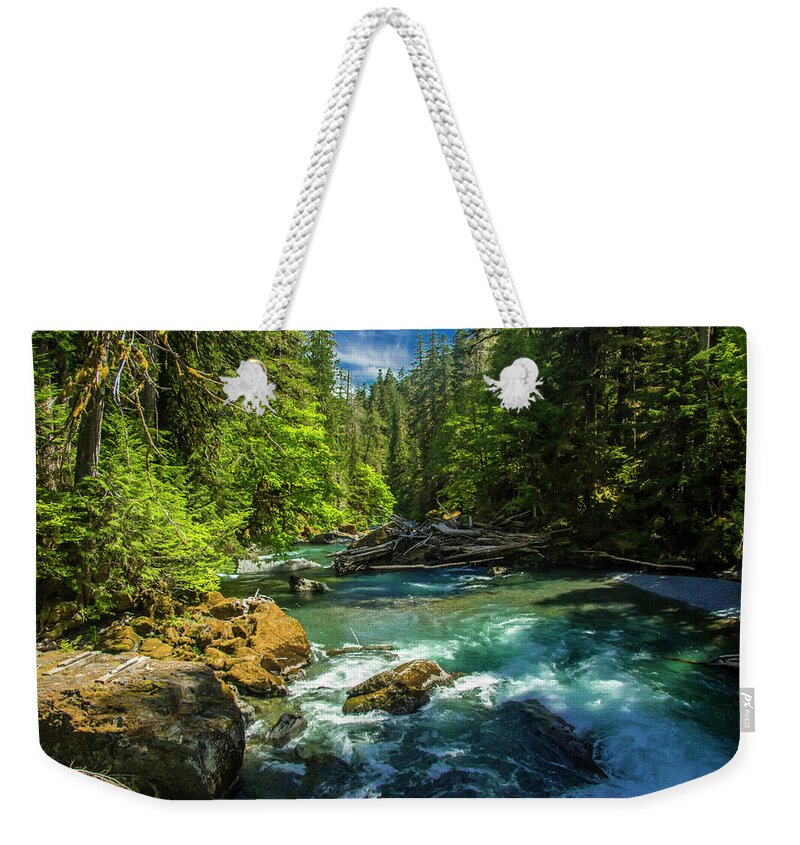 Olympic National Park Weekender Tote Bag featuring the photograph Skokomish at Staircase by Doug Scrima
