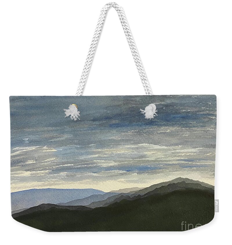 Sky Weekender Tote Bag featuring the painting Sky and Mountains by Lisa Neuman