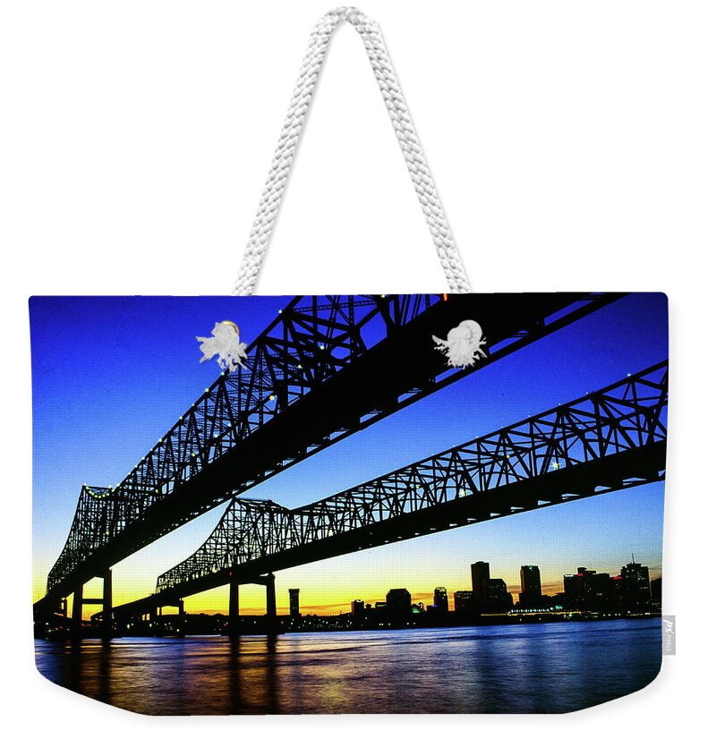 Algiers Weekender Tote Bag featuring the photograph Walking To New Orleans - Crescent City Connection Bridge, New Orleans, LA by Earth And Spirit