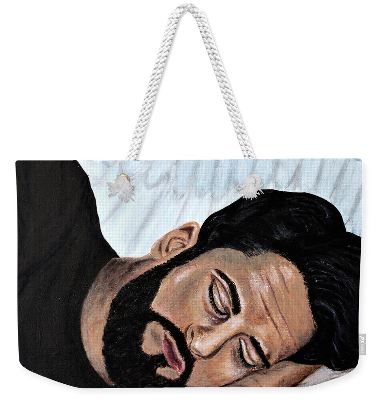 Saint Weekender Tote Bag featuring the painting Sleeping Saint Joseph by Mikayla Ruth Reed