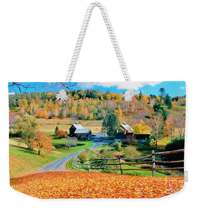 Colorful Landscapes Weekender Tote Bag featuring the photograph Sleepy Hollow Farm autumnal by Michael McCormack
