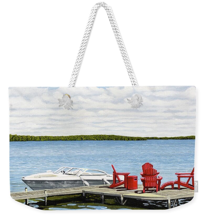 Lake Weekender Tote Bag featuring the painting Slice of Heaven by Kenneth M Kirsch