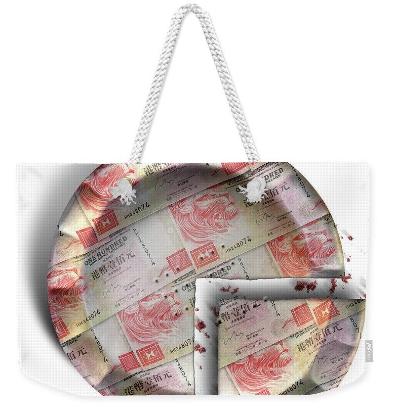 Hong Kong Dollar Weekender Tote Bag featuring the digital art Slice Of Hong Kong Dollar Money Pie by Allan Swart