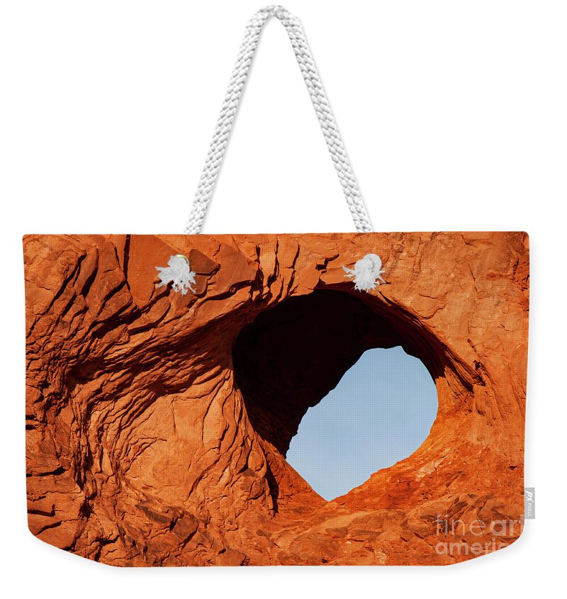 Arches National Park Weekender Tote Bag featuring the photograph Small Eye in Turret Arch at Sunrise Three by Bob Phillips
