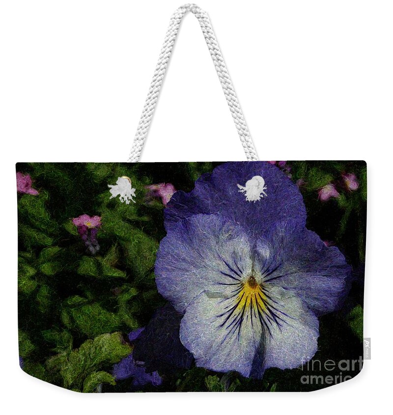 Digital Art Weekender Tote Bag featuring the photograph Small Violet Flower 5 by Jean Bernard Roussilhe