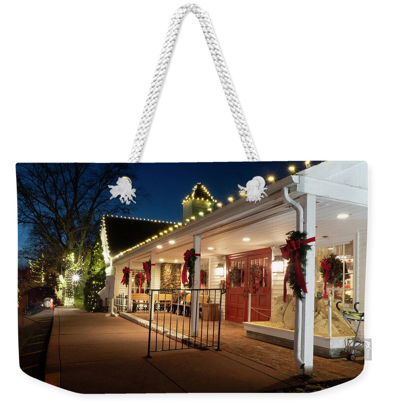 Smithville Weekender Tote Bag featuring the photograph Smithville Inn at Christmas by Kristia Adams