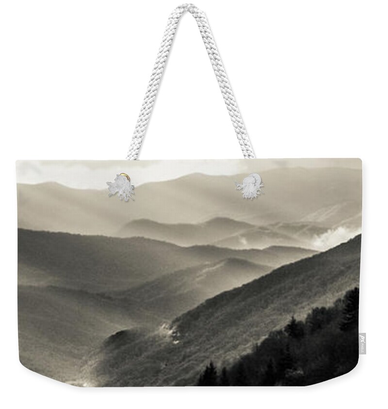 Smokies Weekender Tote Bag featuring the photograph Smoky Mountain Panorama 027 by James C Richardson