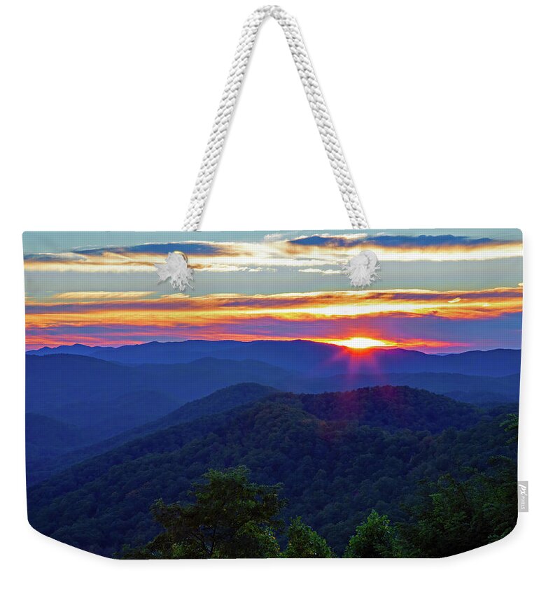 Sunset Weekender Tote Bag featuring the photograph Smoky Mountain Sunset by Gina Fitzhugh