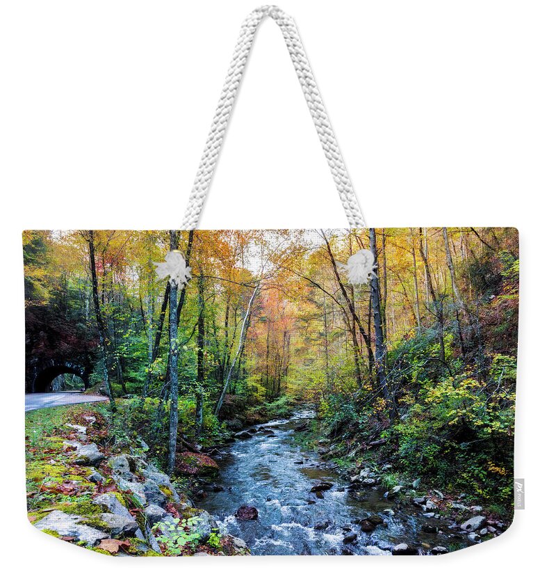 Cades Weekender Tote Bag featuring the photograph Smoky Mountains Country Streams by Debra and Dave Vanderlaan
