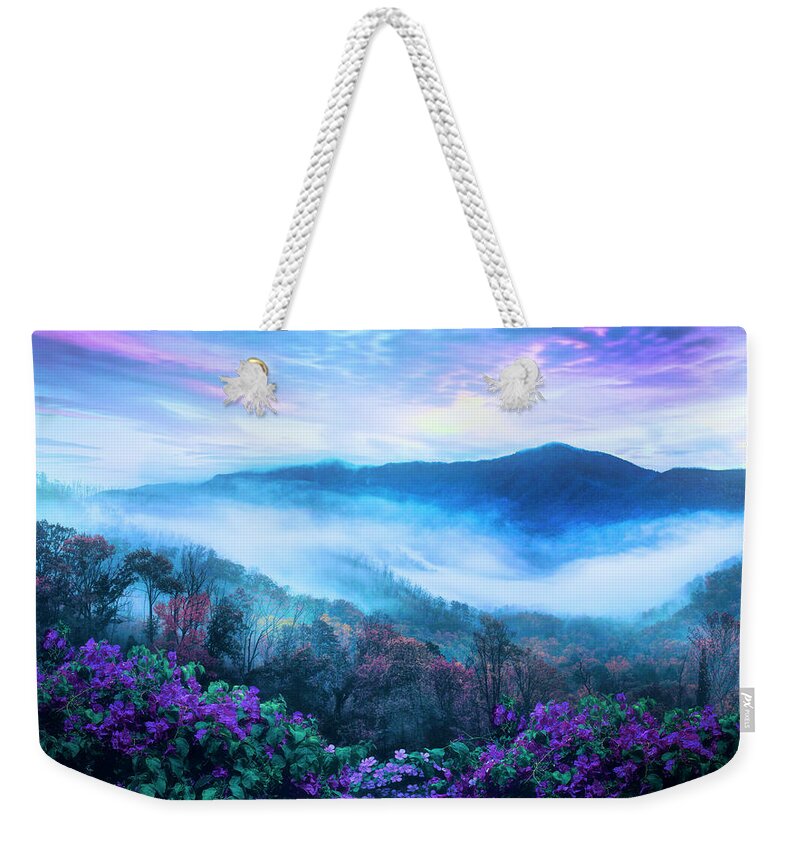 Boyds Weekender Tote Bag featuring the photograph Smoky Mountains Overlook Blue Ridge Parkway Night Blues by Debra and Dave Vanderlaan