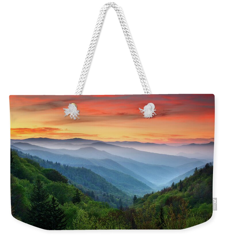 Great Smoky Mountains Weekender Tote Bag featuring the photograph Smoky Mountains Sunrise - Great Smoky Mountains National Park by Dave Allen