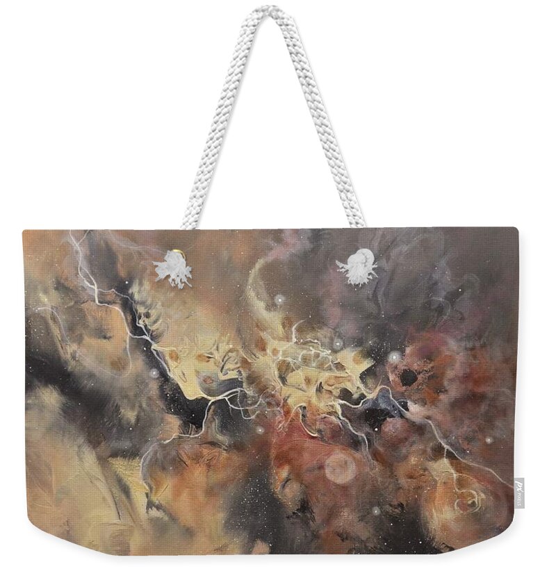 Smoldering Weekender Tote Bag featuring the painting Smoldering by Tom Shropshire
